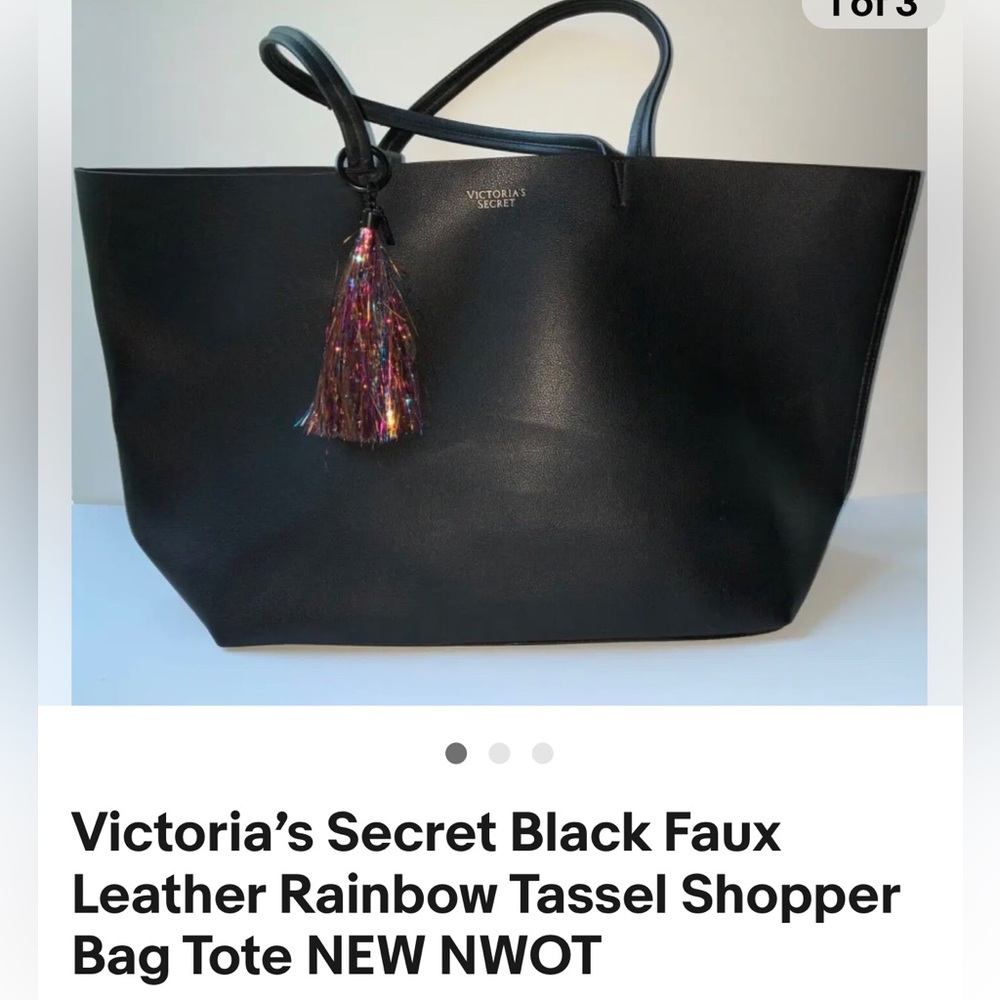 Beautiful black tote with rainbow tassel